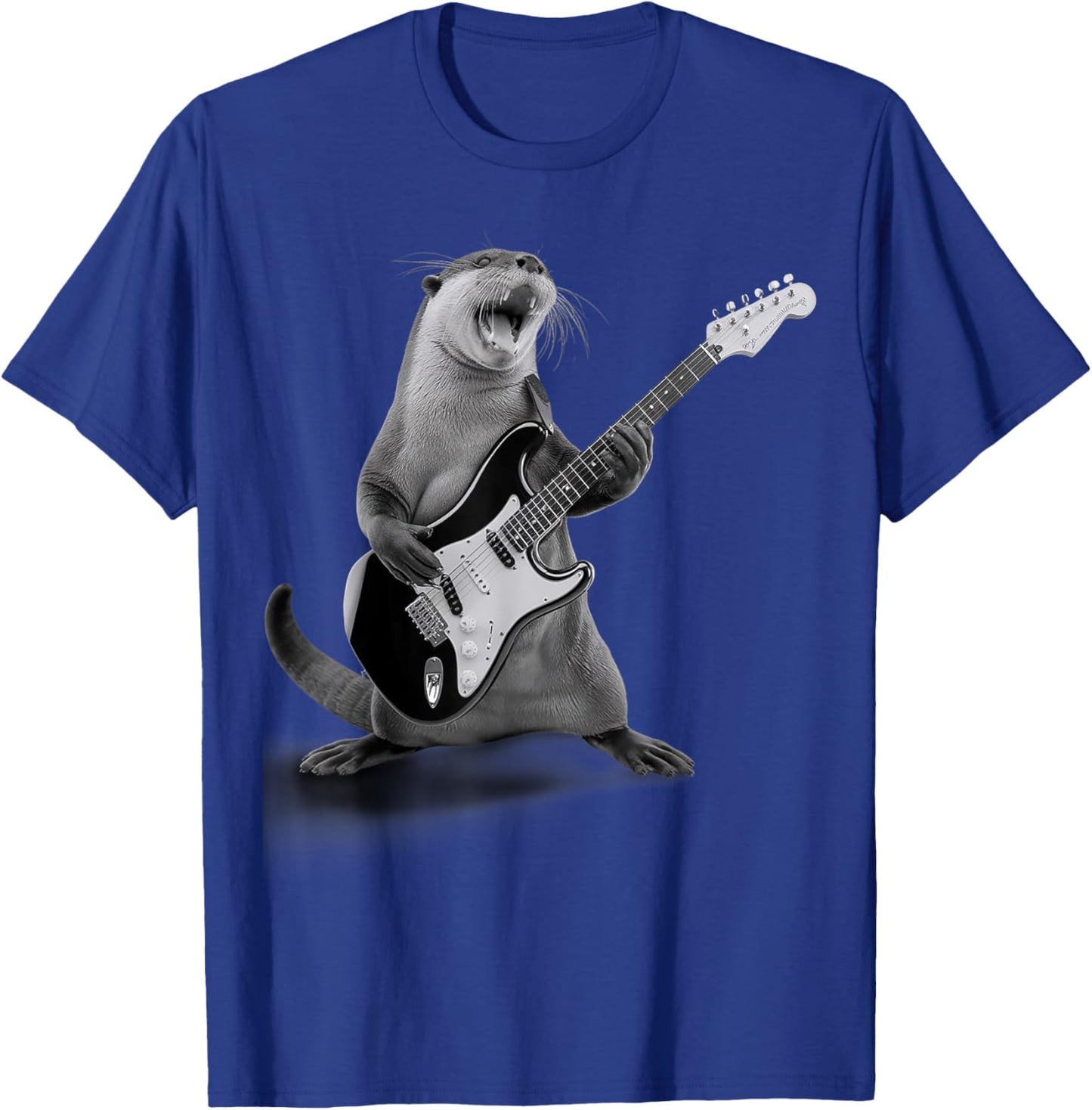 Otter Playing Guitar Rock Star Funny Gifts Women Kid T-Shirt - T-Shirt | Royal