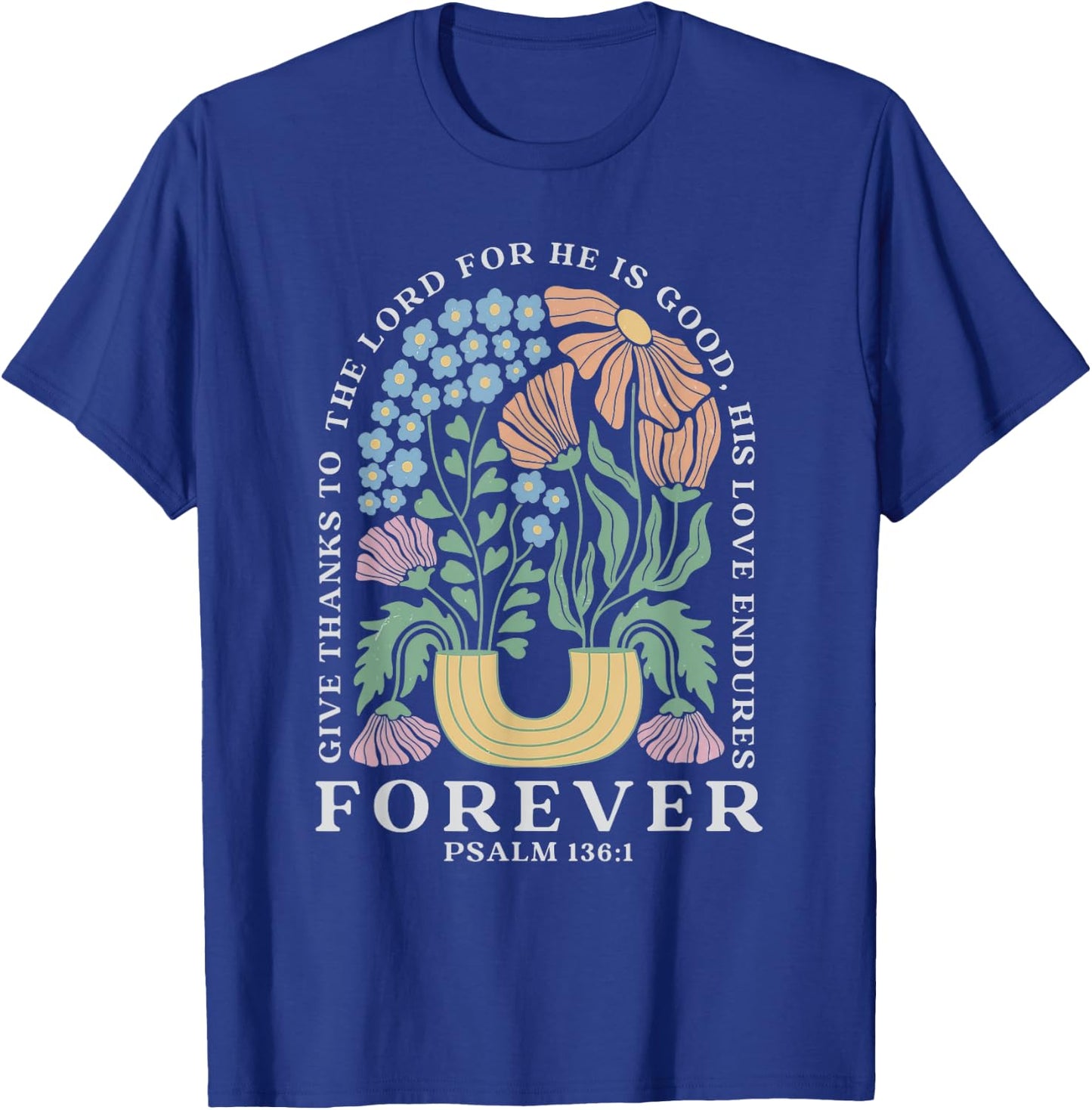 Boho Christian Shirt Women Bible Verse Jesus Vintage Floral T-Shirt - T-Shirt | Royal