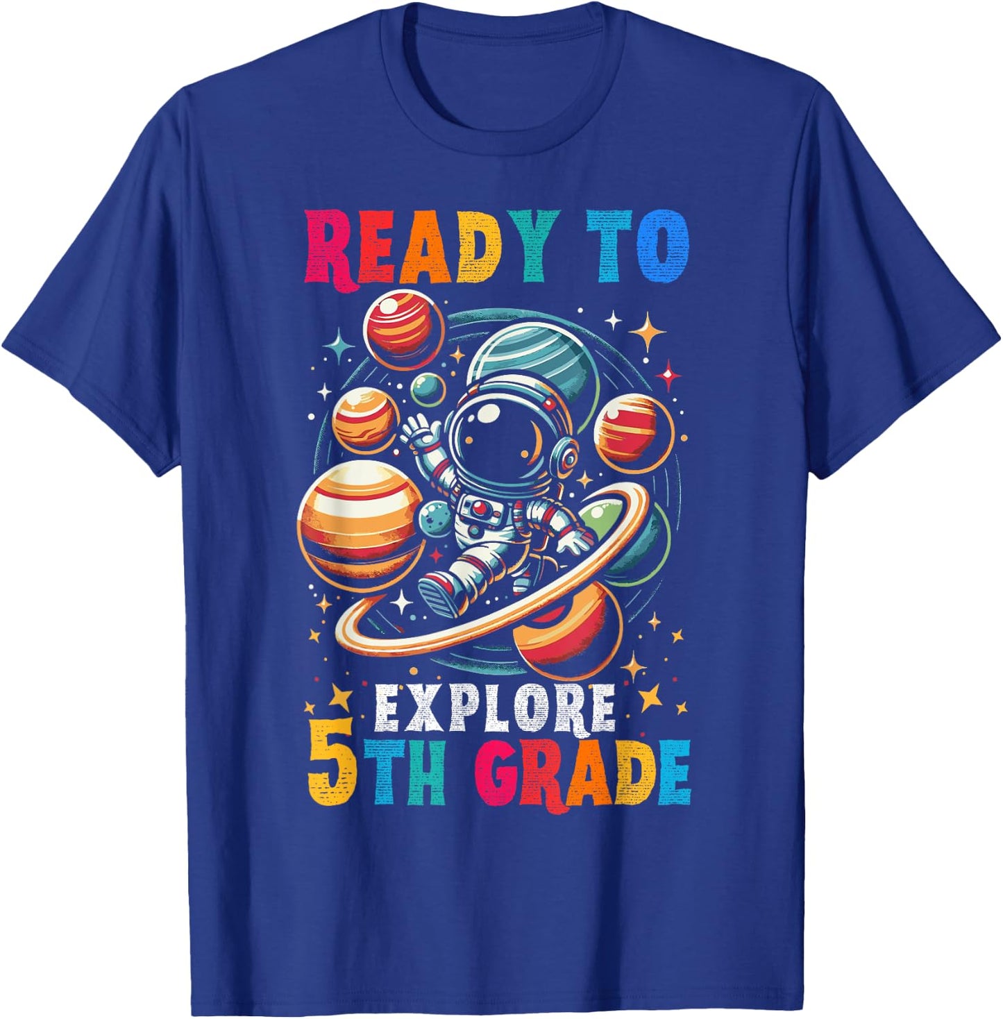 First day Kids Welcome back to School Astronaut 5th grade T-Shirt - T-Shirt | Royal
