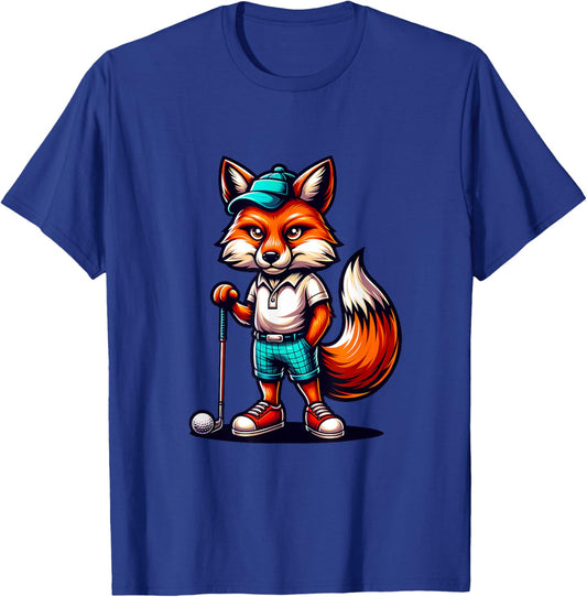 Golf Fox Playful Fox With Golf Gear T-Shirt - T-Shirt | Royal