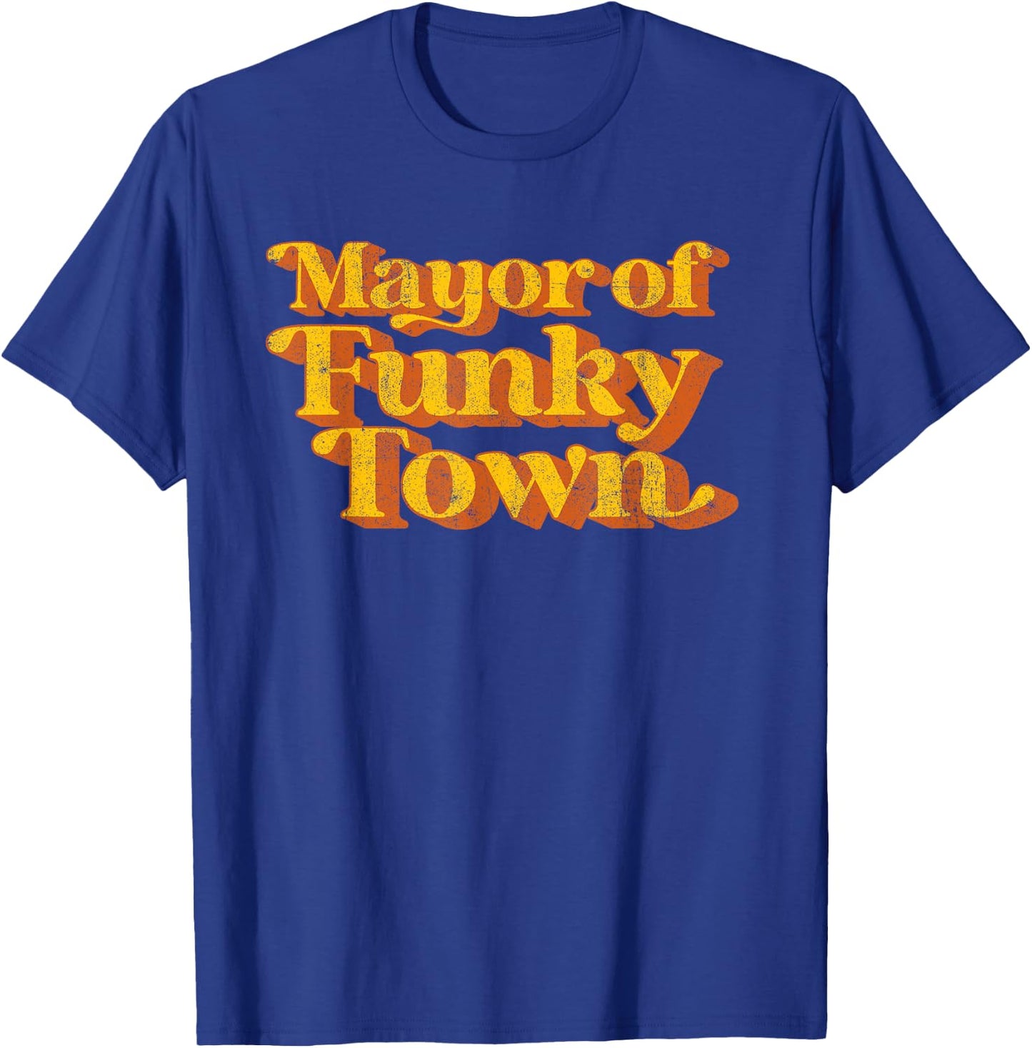 Retro Mayor of Funky Town Funny Vintage 70's Disco Party T-Shirt - T-Shirt | Royal