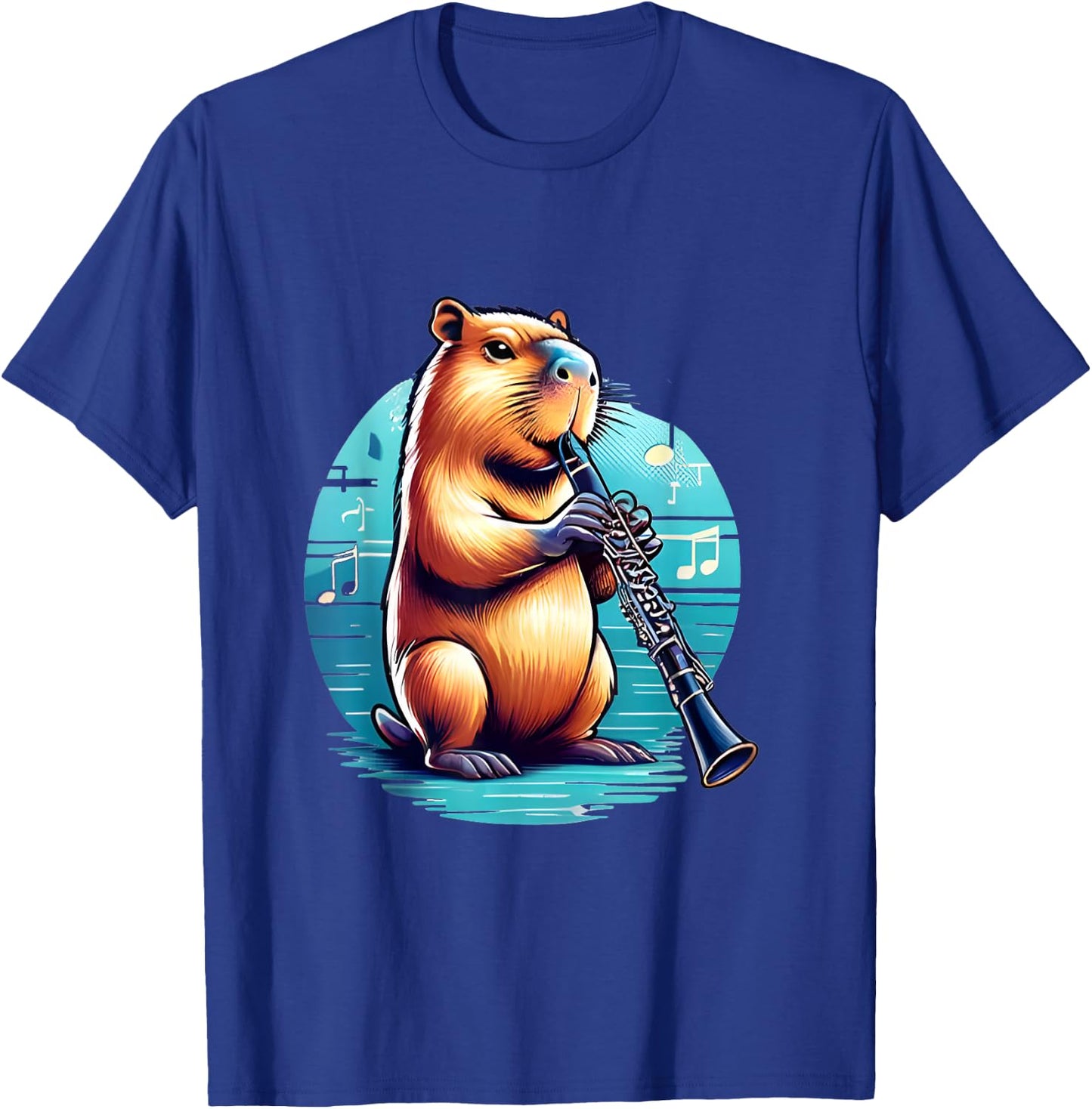Funny Capybara Playing Clarinet Player Musician Clarinet T-Shirt - T-Shirt | Royal