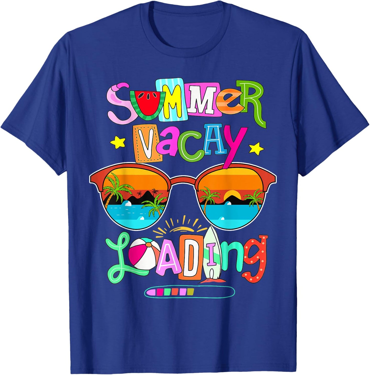 Women Summer Vacay Loading Summer Teacher End of the Year T-Shirt - T-Shirt | Royal