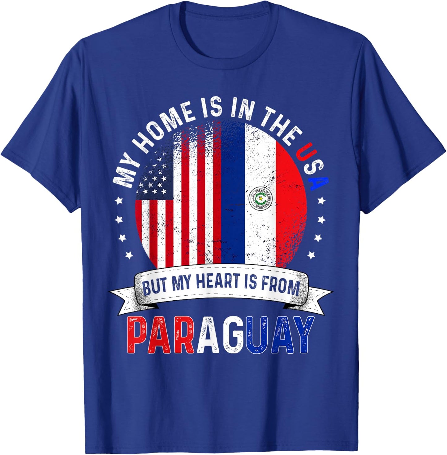 Paraguayan American Patriot Heart is from Paraguay Flag T-Shirt - T-Shirt | Royal