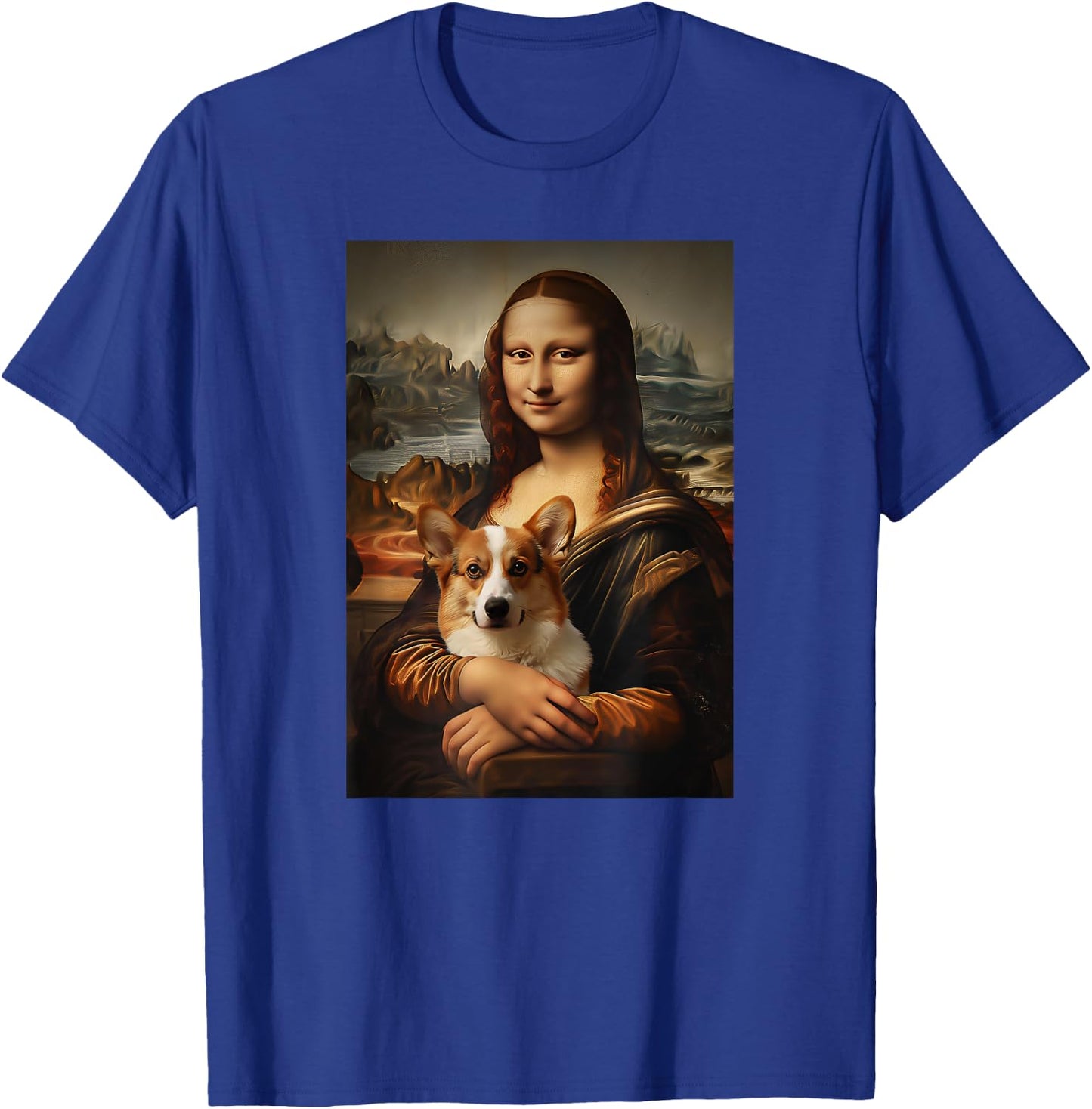 Corgi Mona Lisa Painting Art Dog Mom Dad T-Shirt - T-Shirt | Royal
