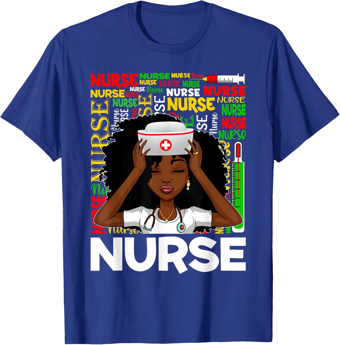 Black Nurse Afro Woman Melanin Girl Black History Juneteenth T-Shirt - T-Shirt | Royal