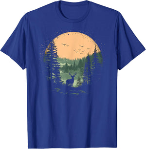 Retro Wilderness Bear Trees Reflection Outdoor Forest T-Shirt - T-Shirt | Royal