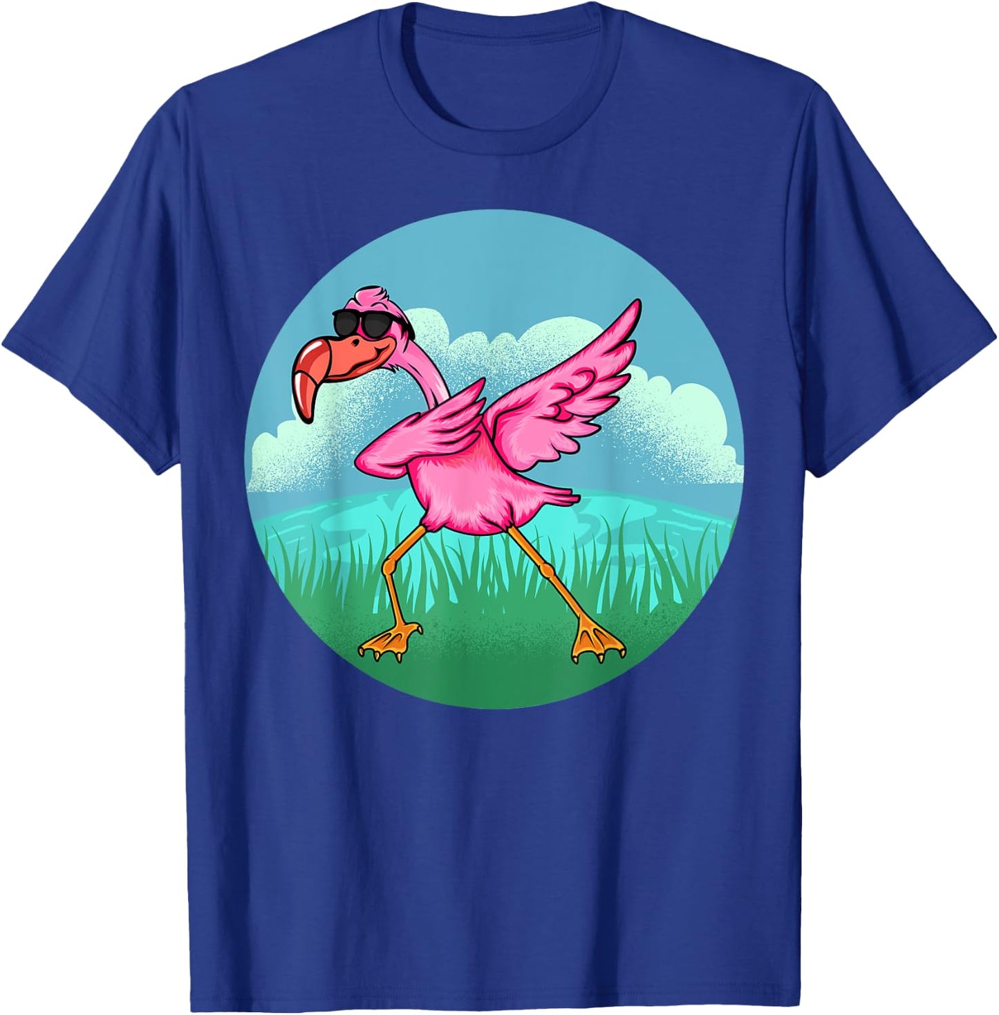 Dabbing Flamingo Wearing Sunglass - Dab Dance Flamingo Lover T-Shirt - T-Shirt | Royal