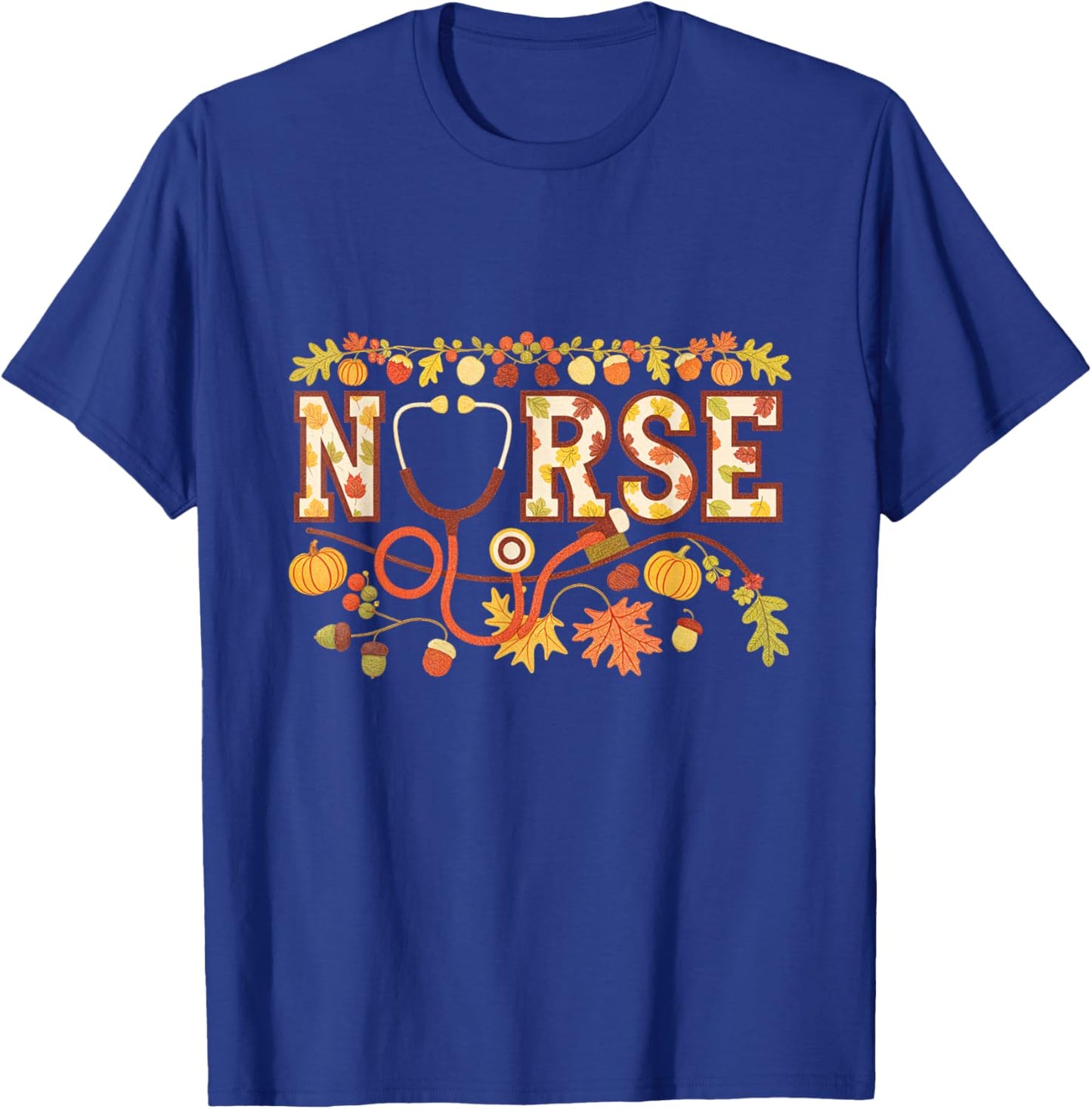 Nurse Fall Stethoscope Autumn Harvest Nurses T-Shirt - T-Shirt | Royal