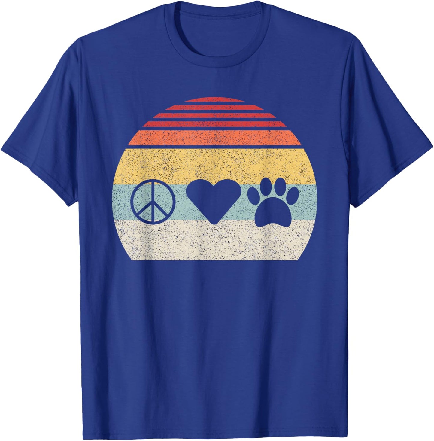 Vintage Retro Peace Love And Dogs Dog Lover Gift T-Shirt - T-Shirt | Royal