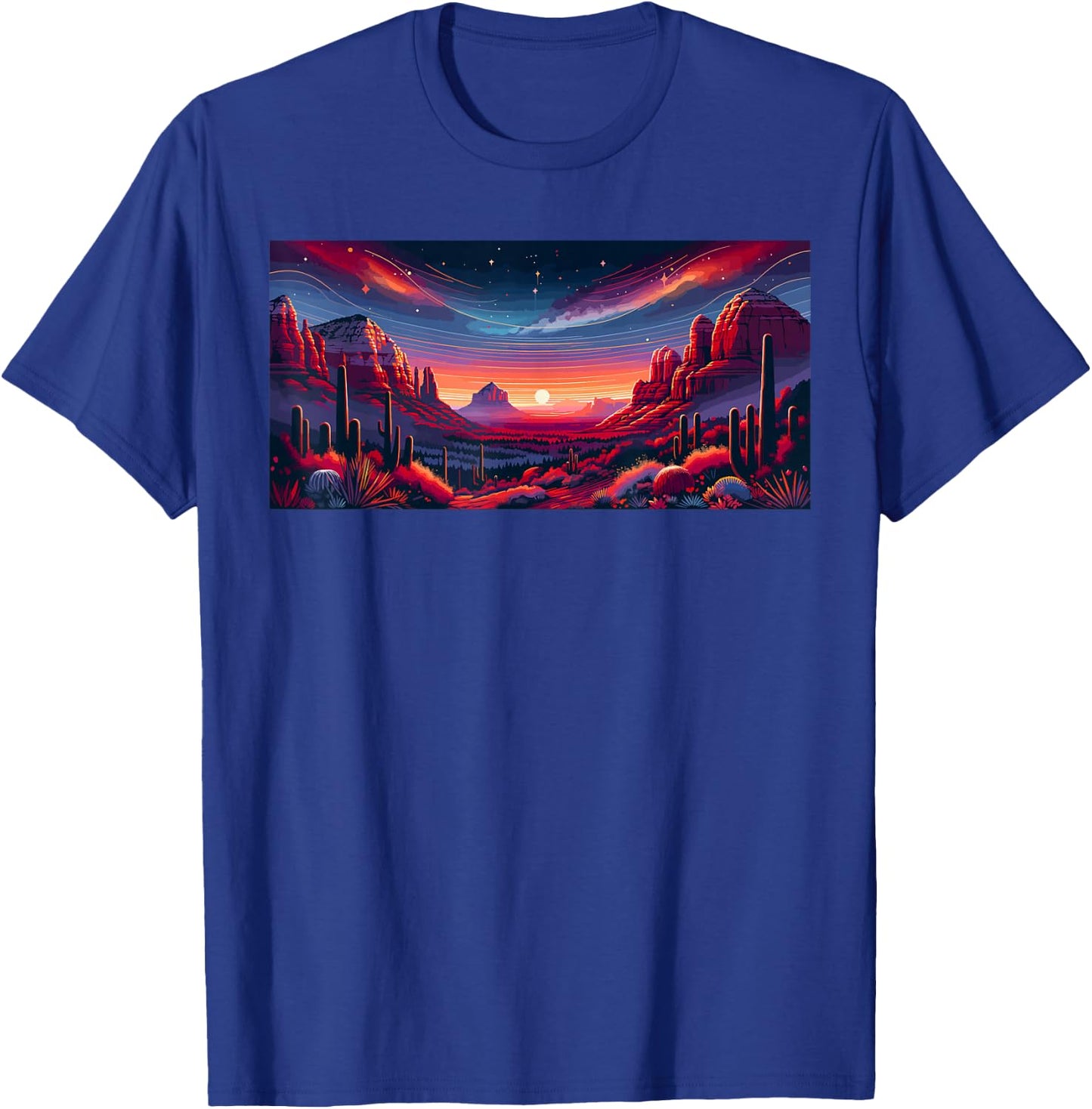 Sedona Arizona Hiking Desert Mountain Cactus Sedona Night T-Shirt - T-Shirt | Royal