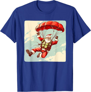 Funny Parachute Santa Costume for Festive Season T-Shirt - T-Shirt | Royal