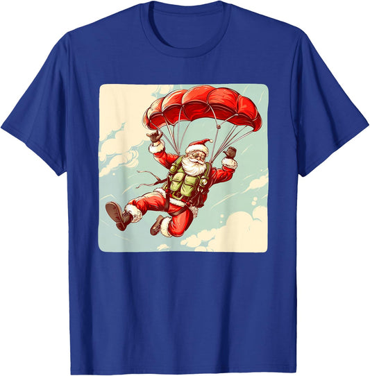 Funny Parachute Santa Costume for Festive Season T-Shirt - T-Shirt | Royal