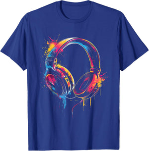 Headphones Music DJ Artwork Music Lover Beatmaker Techno T-Shirt - T-Shirt | Royal