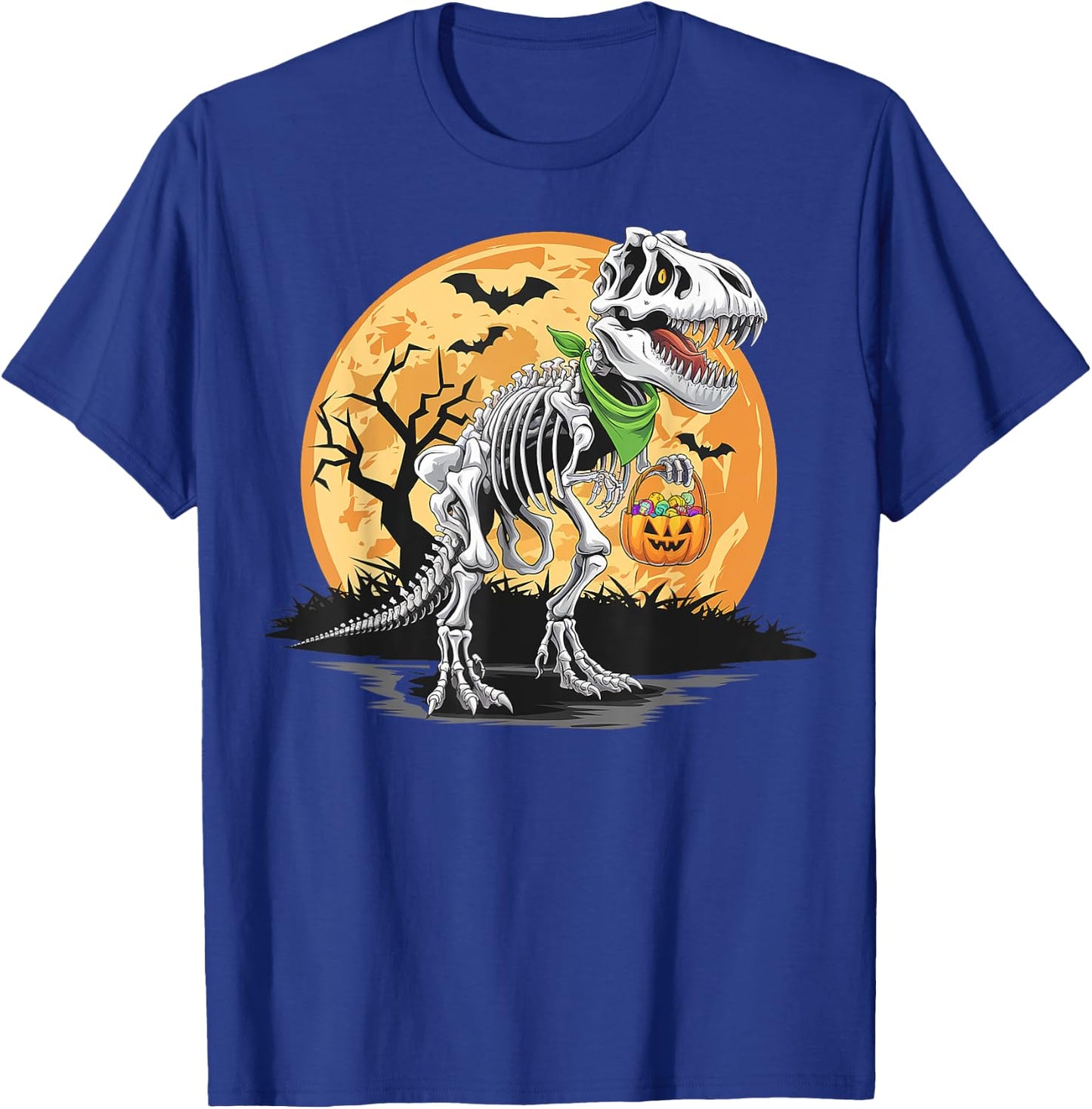 Halloween T rex Dinosaur Mummy Pumpkin For Boys Men Women T-Shirt - T-Shirt | Royal