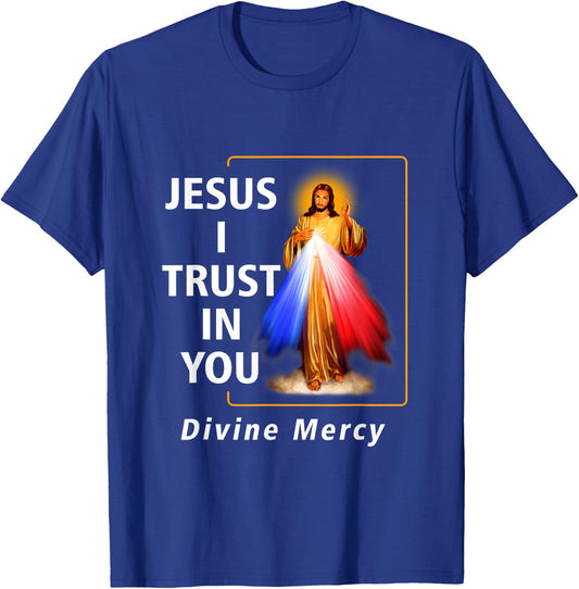 Jesus I Trust In You Divine Mercy Catholic Graphic Christian T-Shirt - T-Shirt | Royal