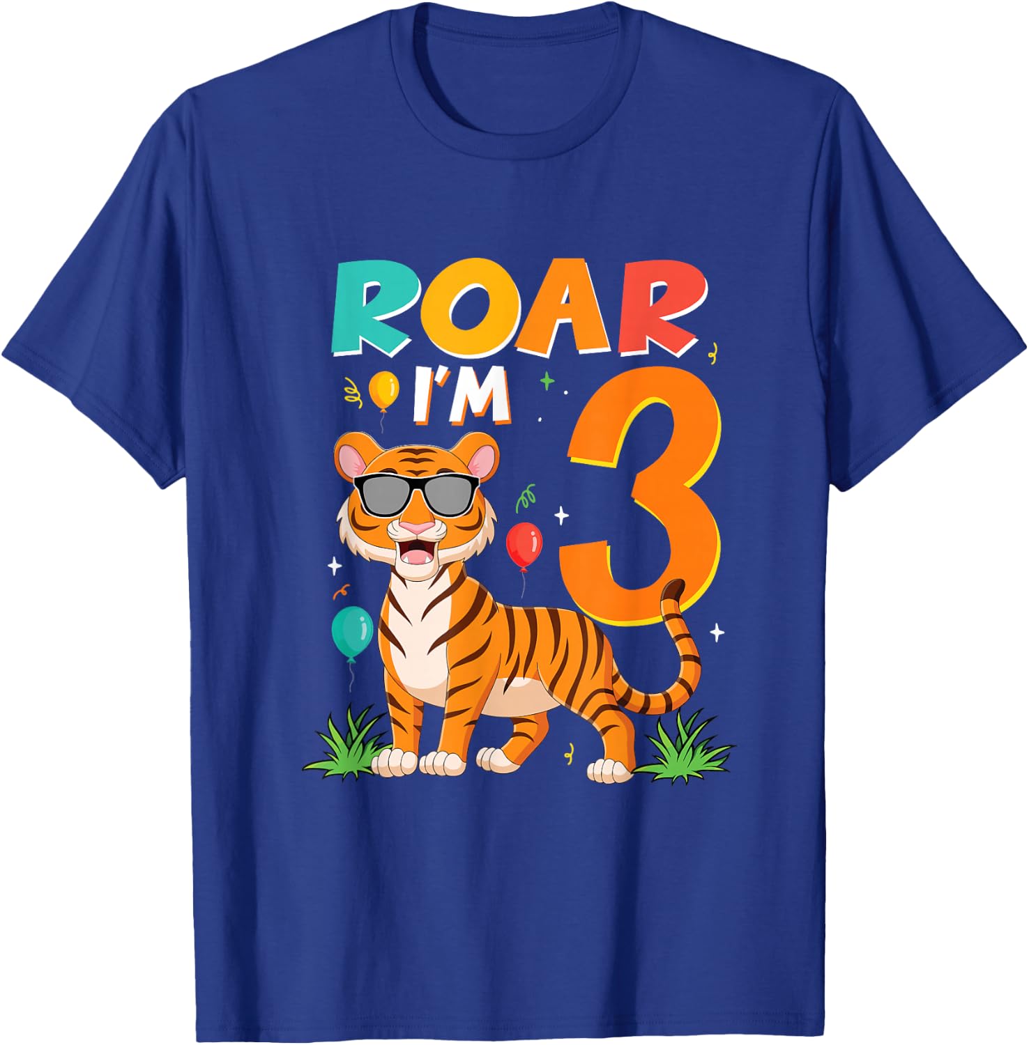 3rd Birthday ROAR I'M 3 Year Old Tiger Safari Jungle T-Shirt - T-Shirt | Royal