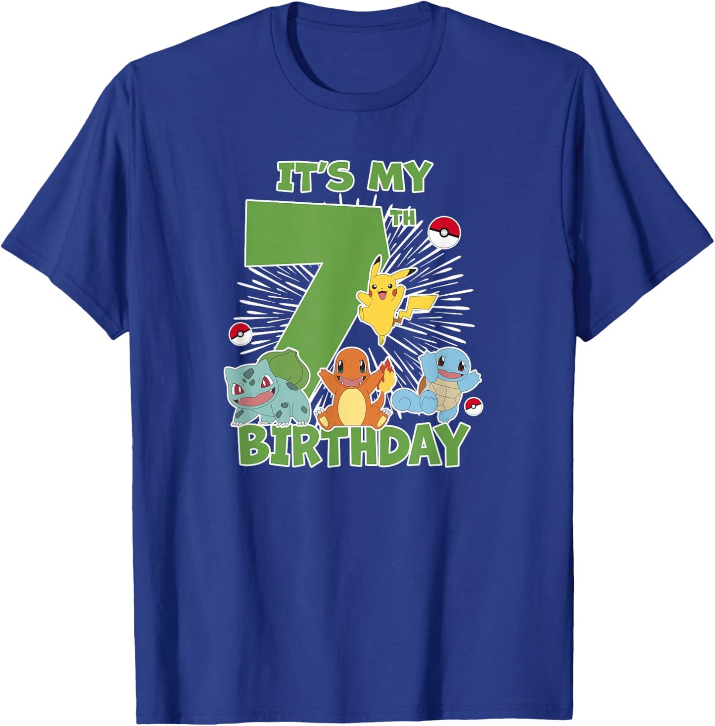 Pokémon It's My 7th Birthday Kanto Starters Celebration T-Shirt - T-Shirt | Royal