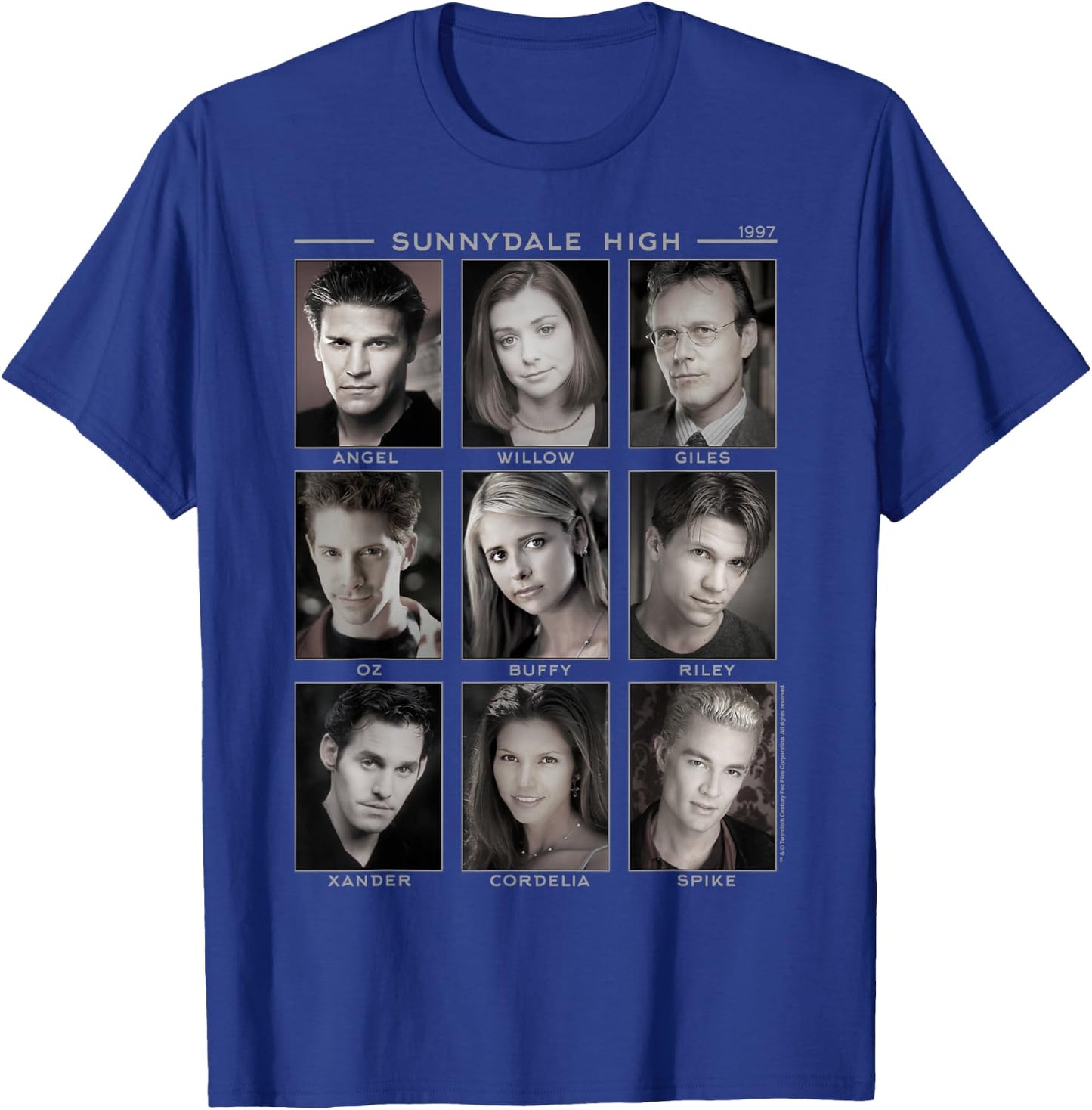 Buffy The Vampire Slayer Retro Characters Big Chest Panels T-Shirt - T-Shirt | Royal
