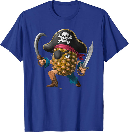 Pineapple Pirate Halloween Kids Pirate Funny T-Shirt - T-Shirt | Royal