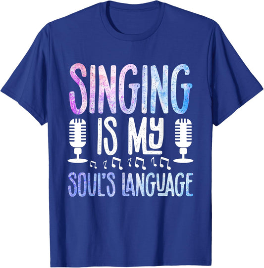 Music Notes Singer Performance Microphone T-Shirt - T-Shirt | Royal
