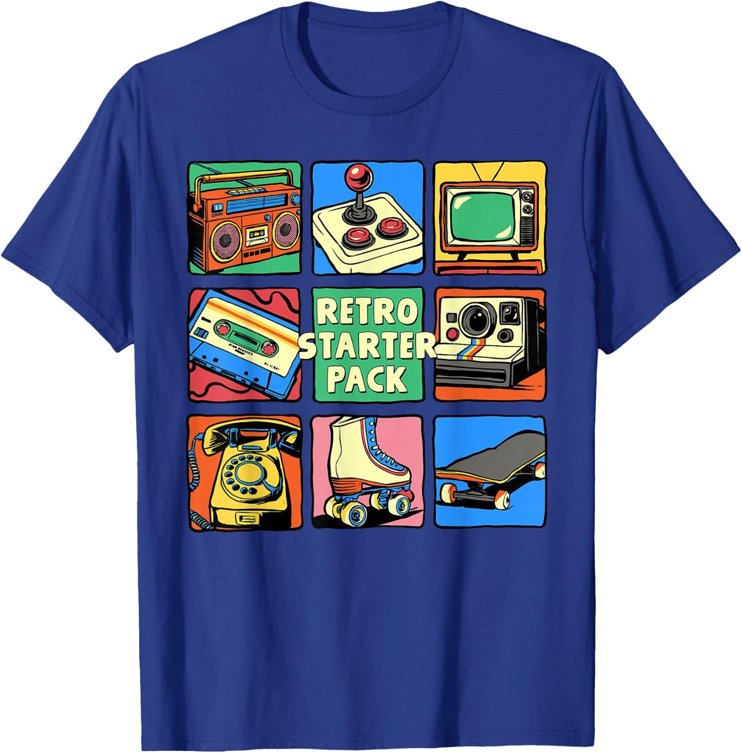 Retro Starter Pack 80s 90s Vintage Nostalgia Cassette Tape T-Shirt - T-Shirt | Royal