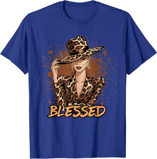 Blessed Black Cowgirl Western Swag African Leopard Christian T-Shirt - T-Shirt | Royal