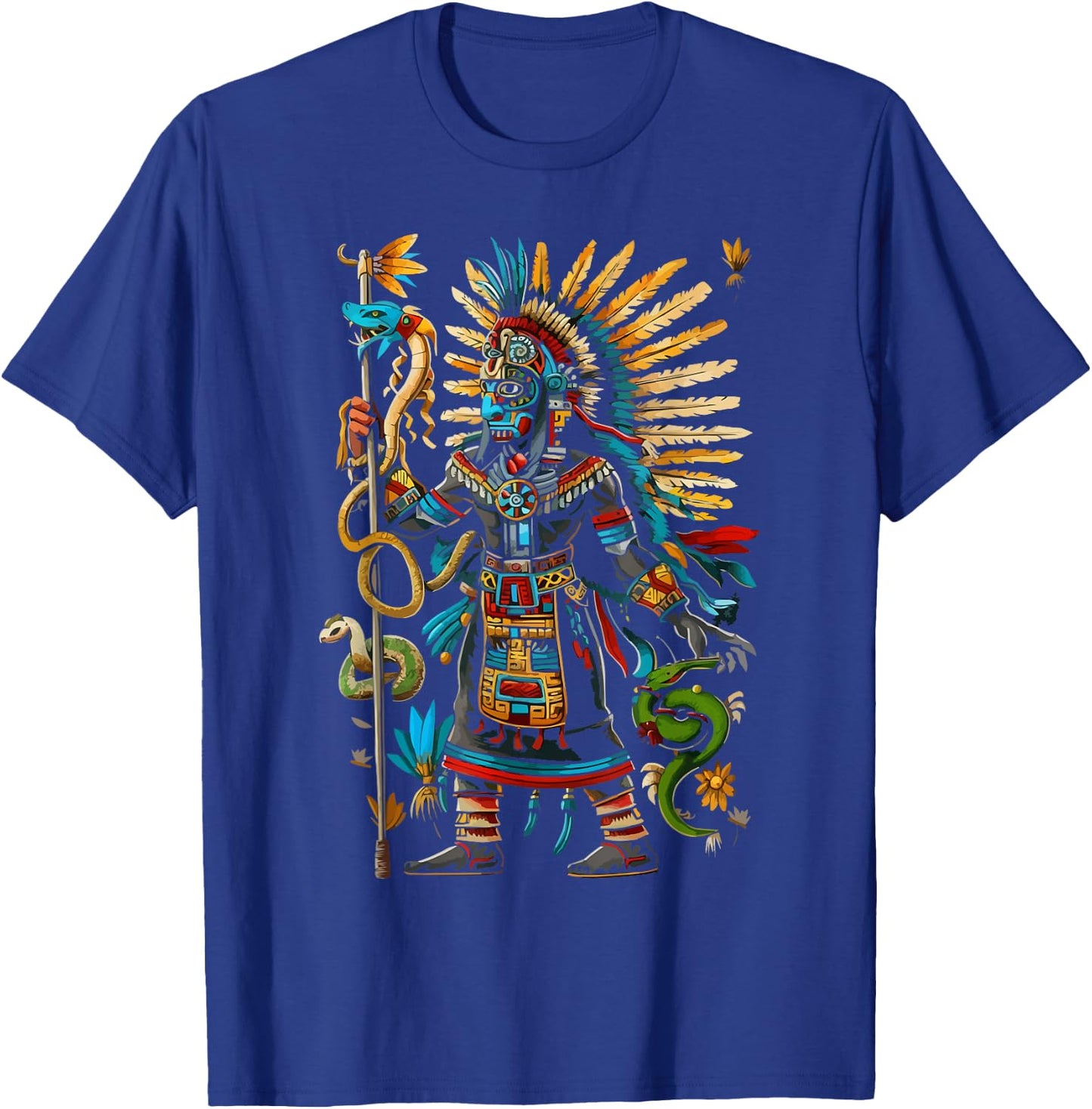 Aztec God Aztec Culture Mayan Indigenous Tlaloc Statue T-Shirt - T-Shirt | Royal