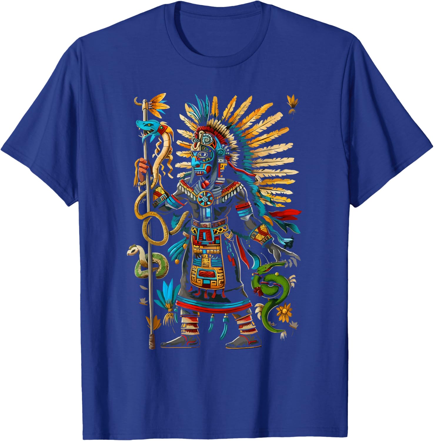 Aztec God Aztec Culture Mayan Indigenous Tlaloc Statue T-Shirt - T-Shirt | Royal
