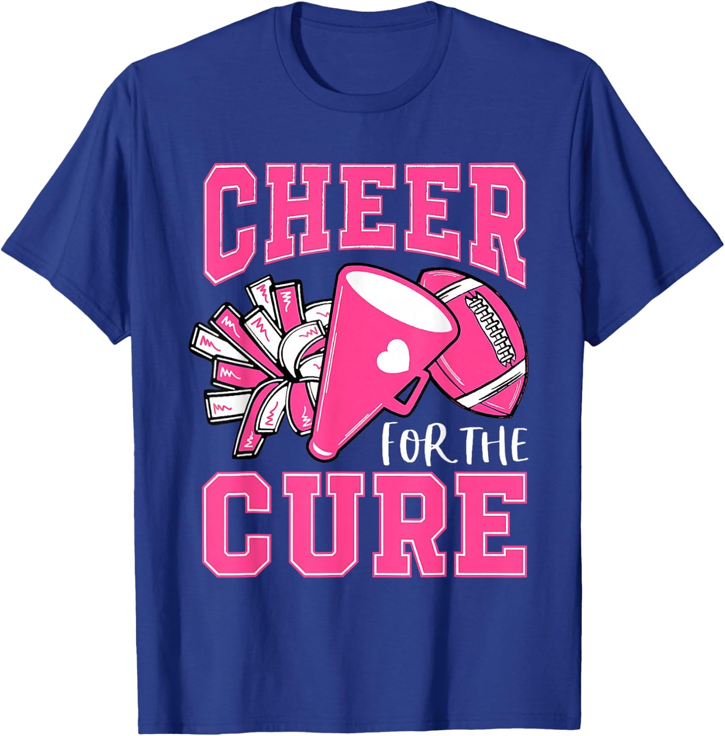 Cheer For Cure Breast Cancer Awareness Cheerleader T-Shirt - T-Shirt | Royal