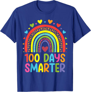 100 Days Of School Smarter Rainbow 100th Day Teacher Student T-Shirt - T-Shirt | Royal