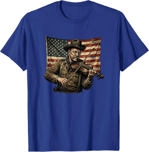 Theodore Roosevelt Violin Player Funny 4th of July T-Shirt - T-Shirt | Royal