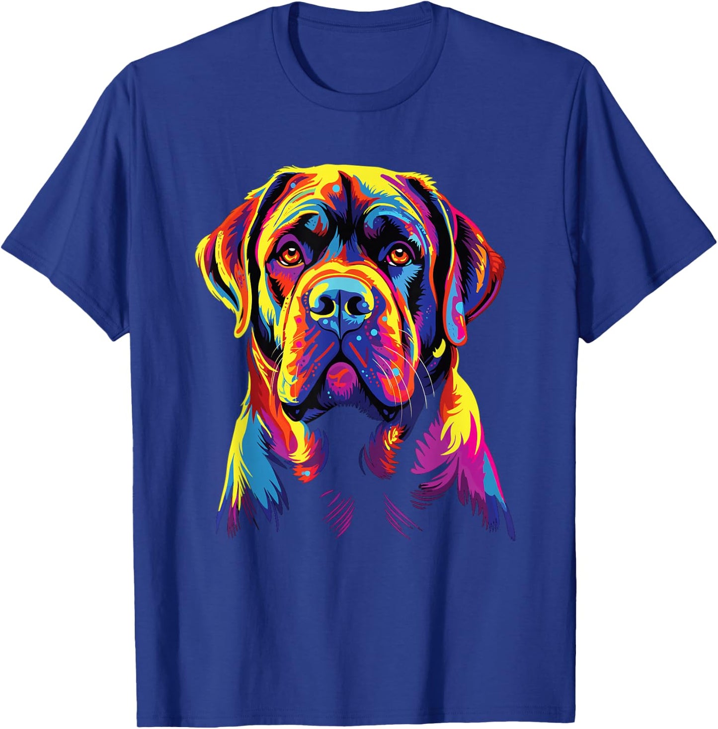 Retro Mastiff Dog -Adult Black Small Watercolor Colorful Mastiff Dog Print T-Shirt - T-Shirt | Royal