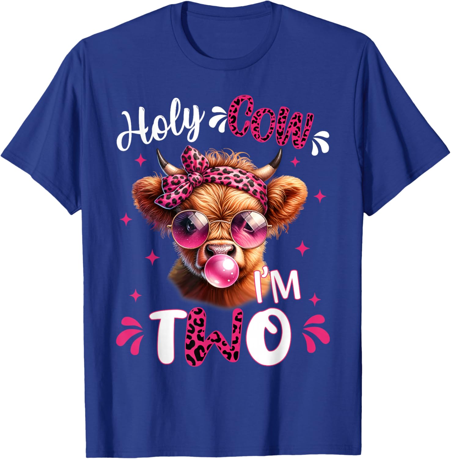 I'm Two Years Old Girl It's My 2nd Birthday Highland Cow T-Shirt - T-Shirt | Royal