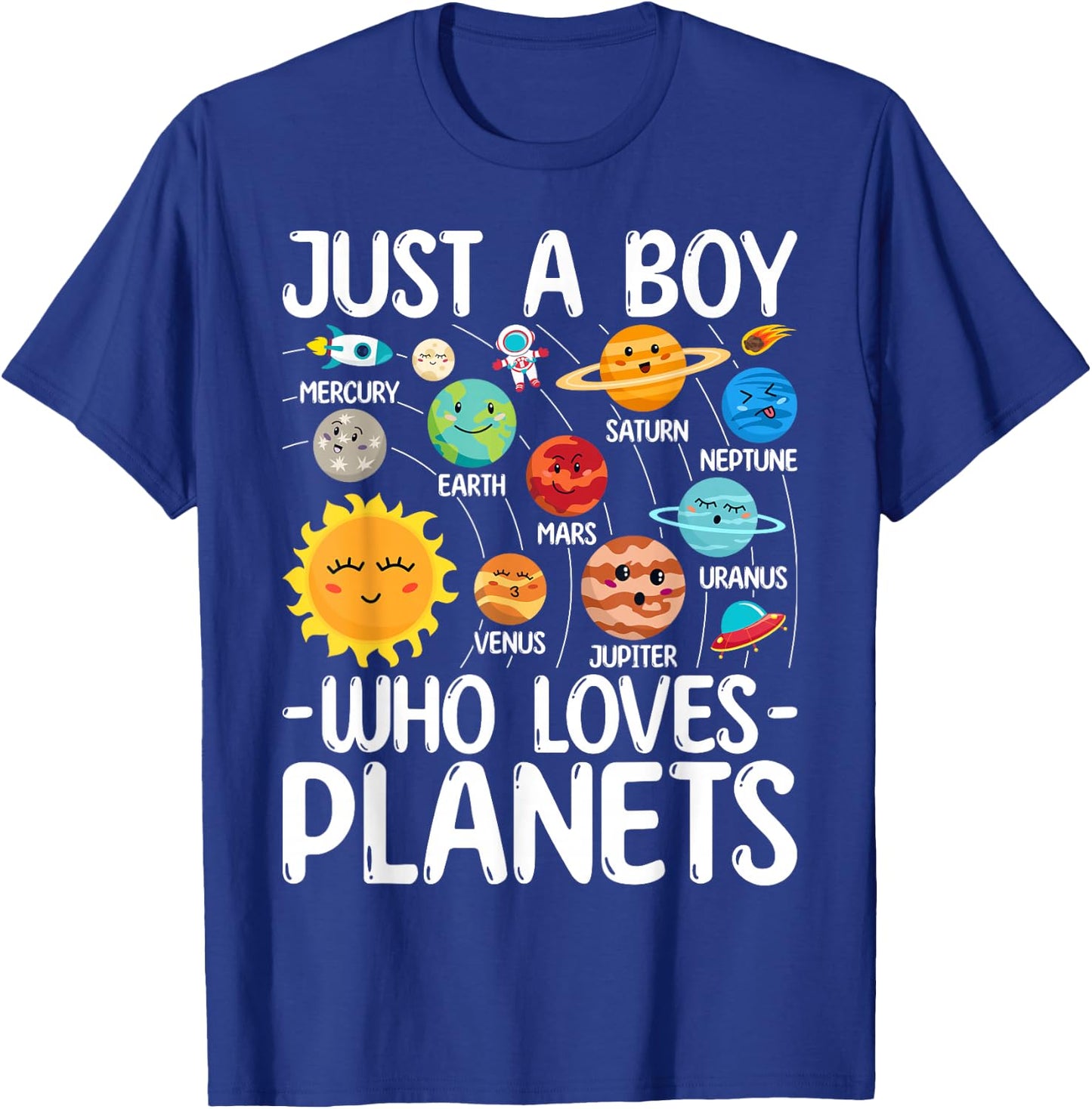 Just A Boy Who Loves Planets Solar Star System Science Space T-Shirt - T-Shirt | Royal