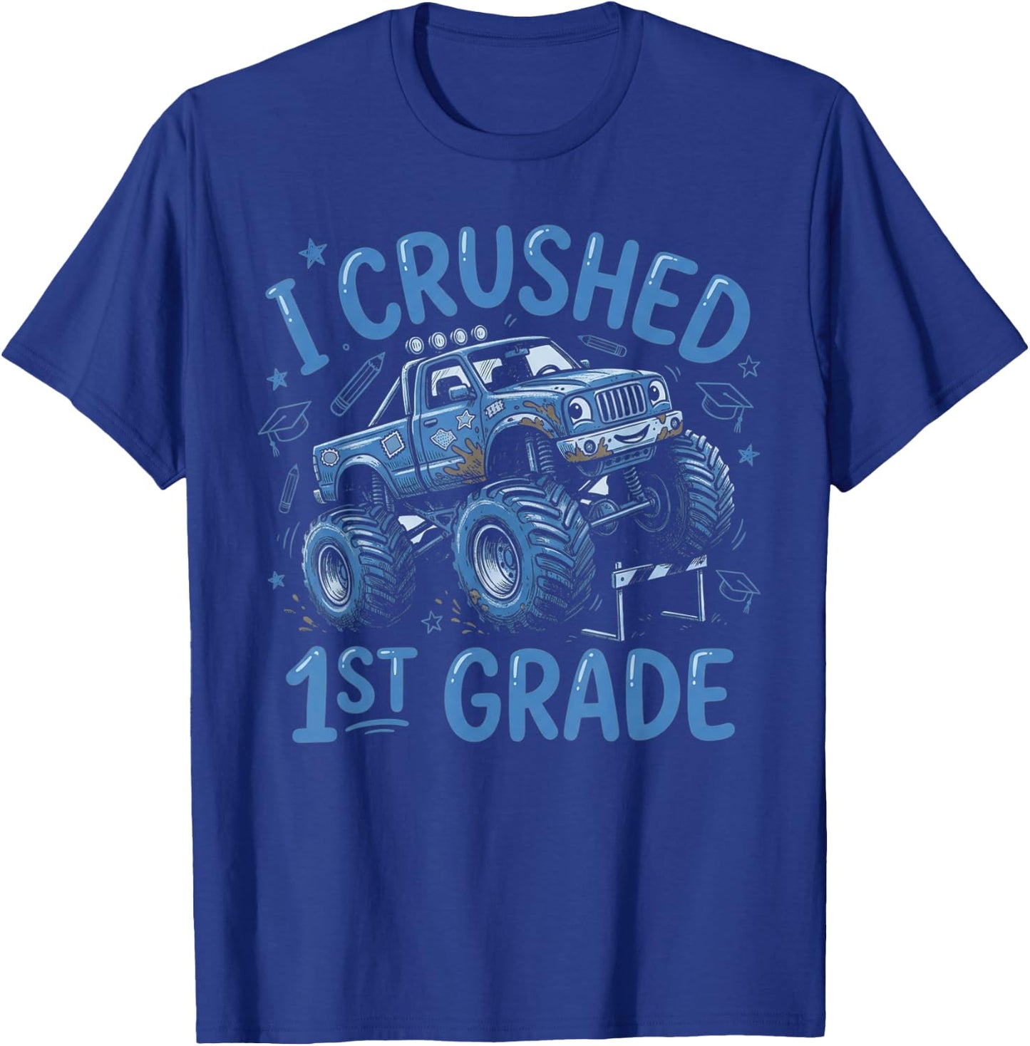 I Crushed 1st Grade Monster Truck Graduation Boys T-Shirt - T-Shirt | Royal