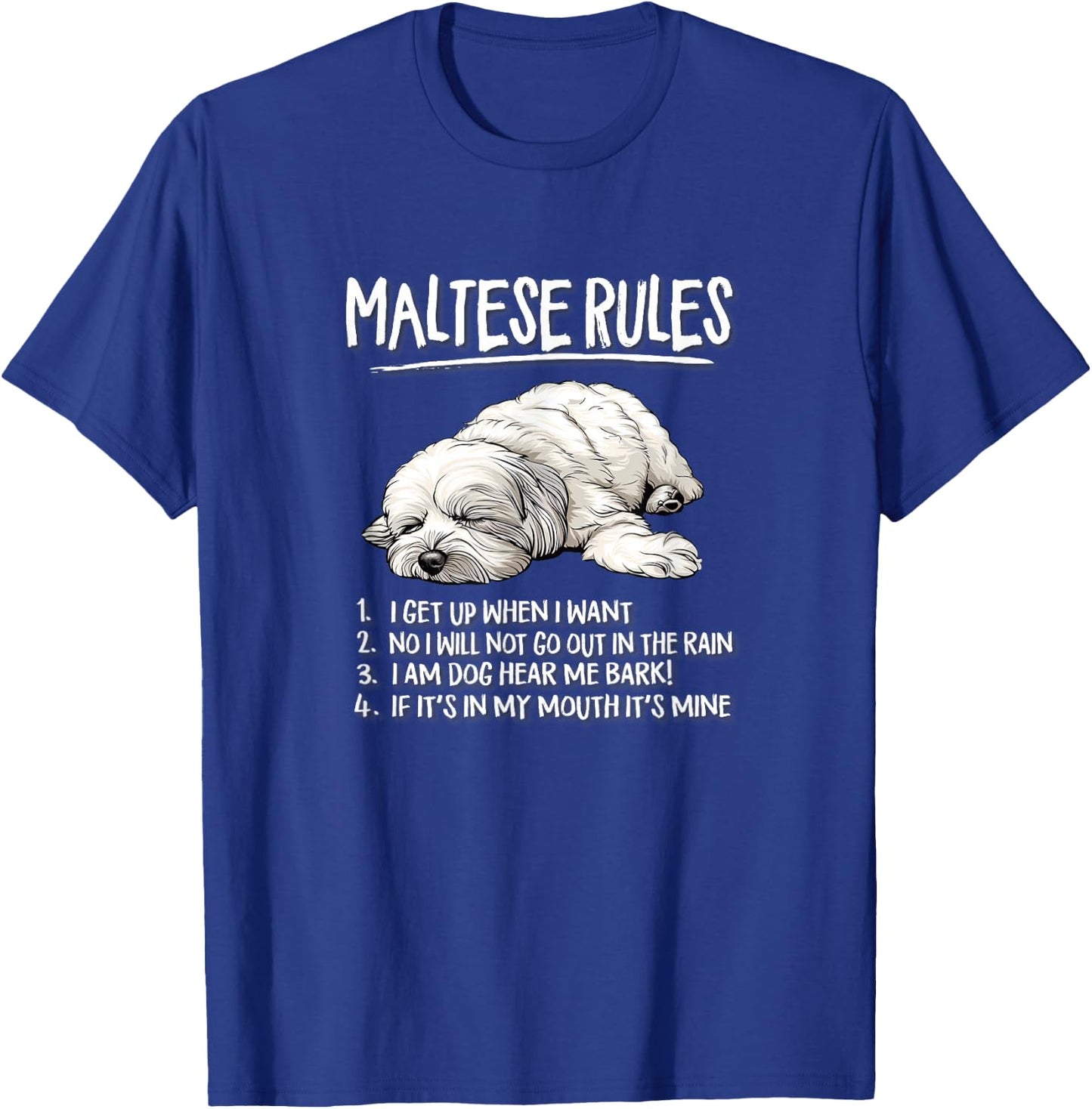 Funny Cute Rules Sleeping Napping Maltese Lover T-Shirt - T-Shirt | Royal