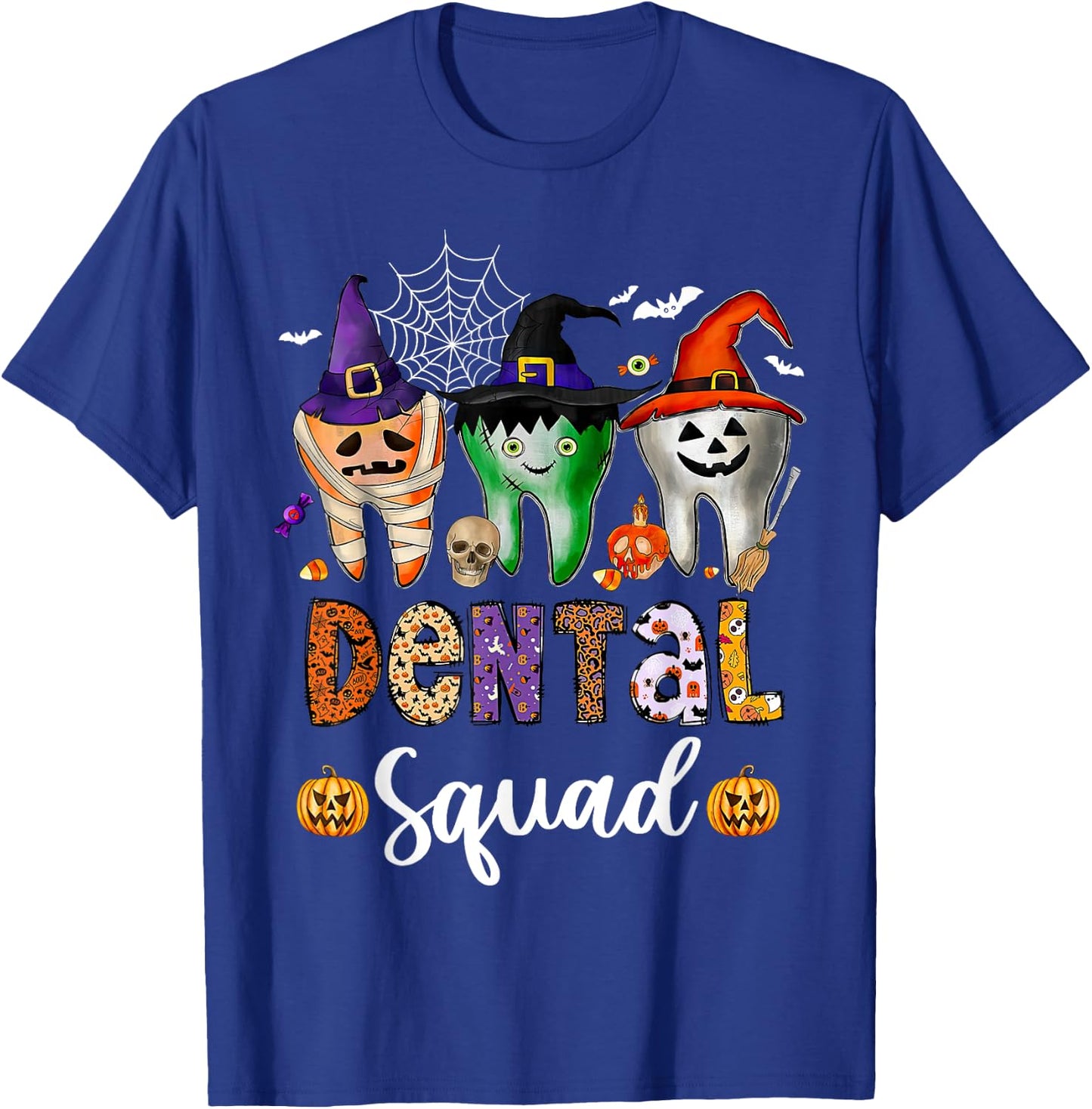 Dental Squad Spooky Teeth Dentist Trick Or Teeth Halloween T-Shirt - T-Shirt | Royal