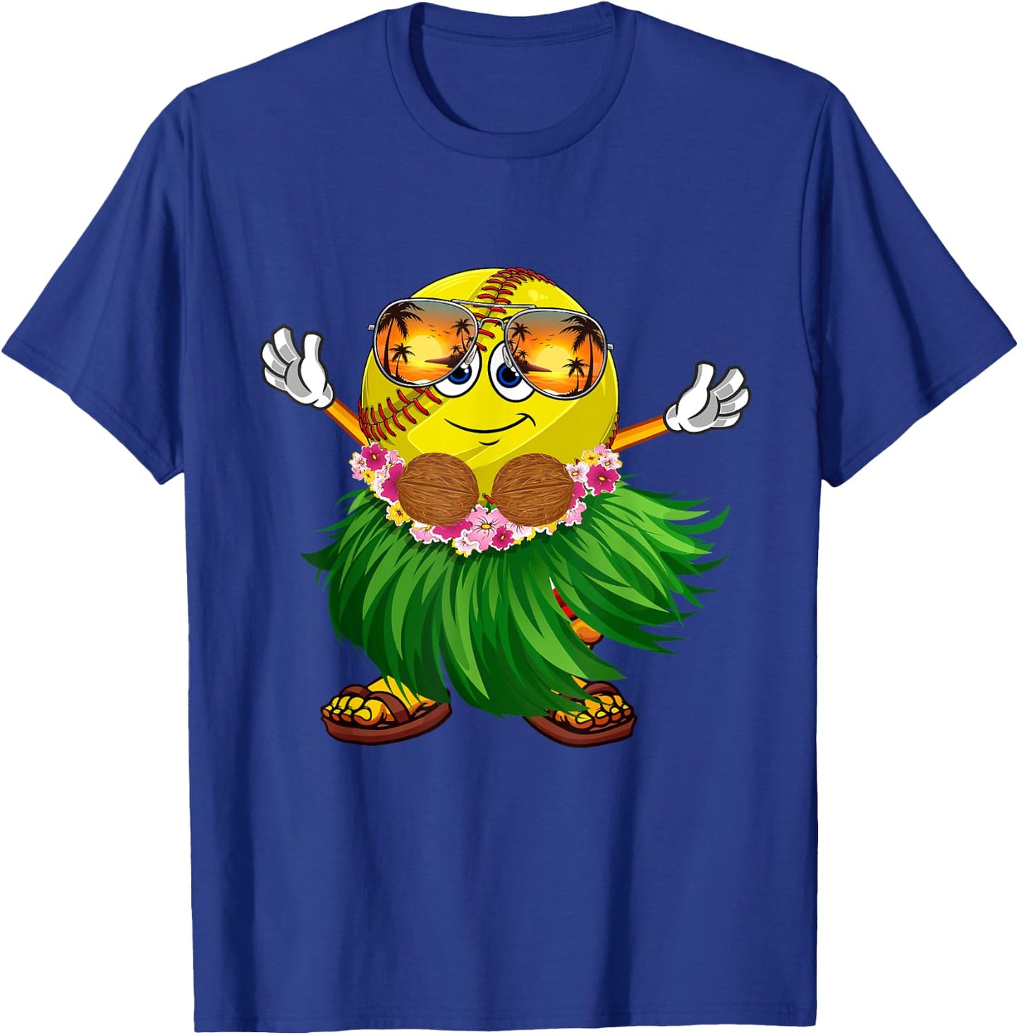 Funny Hawaii Softball Ball Hawaiian Tropical Summer Vacation T-Shirt - T-Shirt | Royal