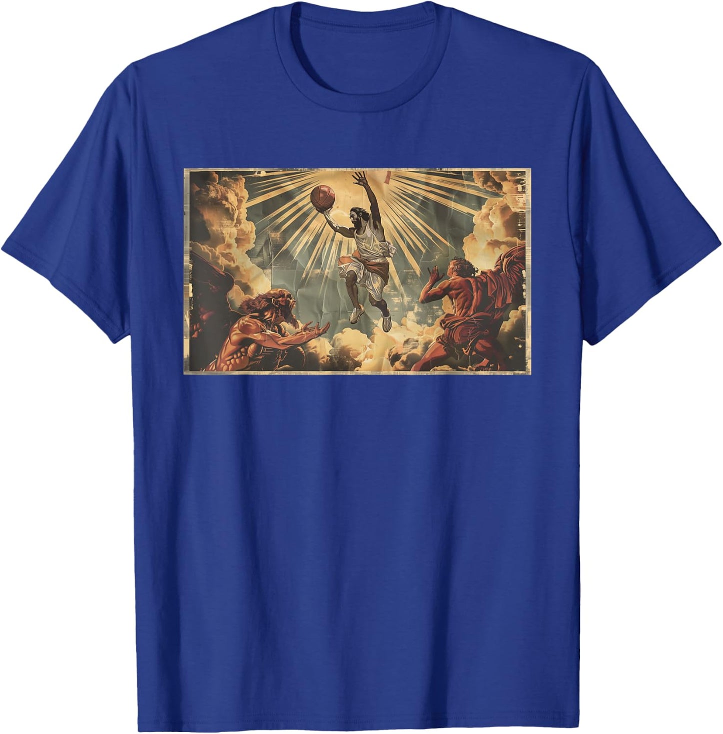 Funny Jesus Dunking Over The Devil Christian T-Shirt - T-Shirt | Royal