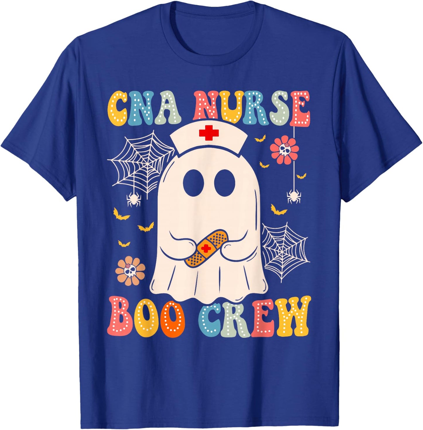 Groovy CNA Nurse Boo Crew Nurse Funny Ghost Halloween Nurse T-Shirt - T-Shirt | Royal