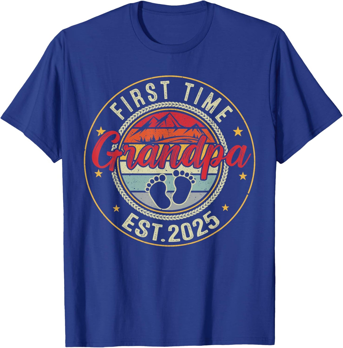 First time grandpa 2025 for grandfather to be T-Shirt - T-Shirt | Royal