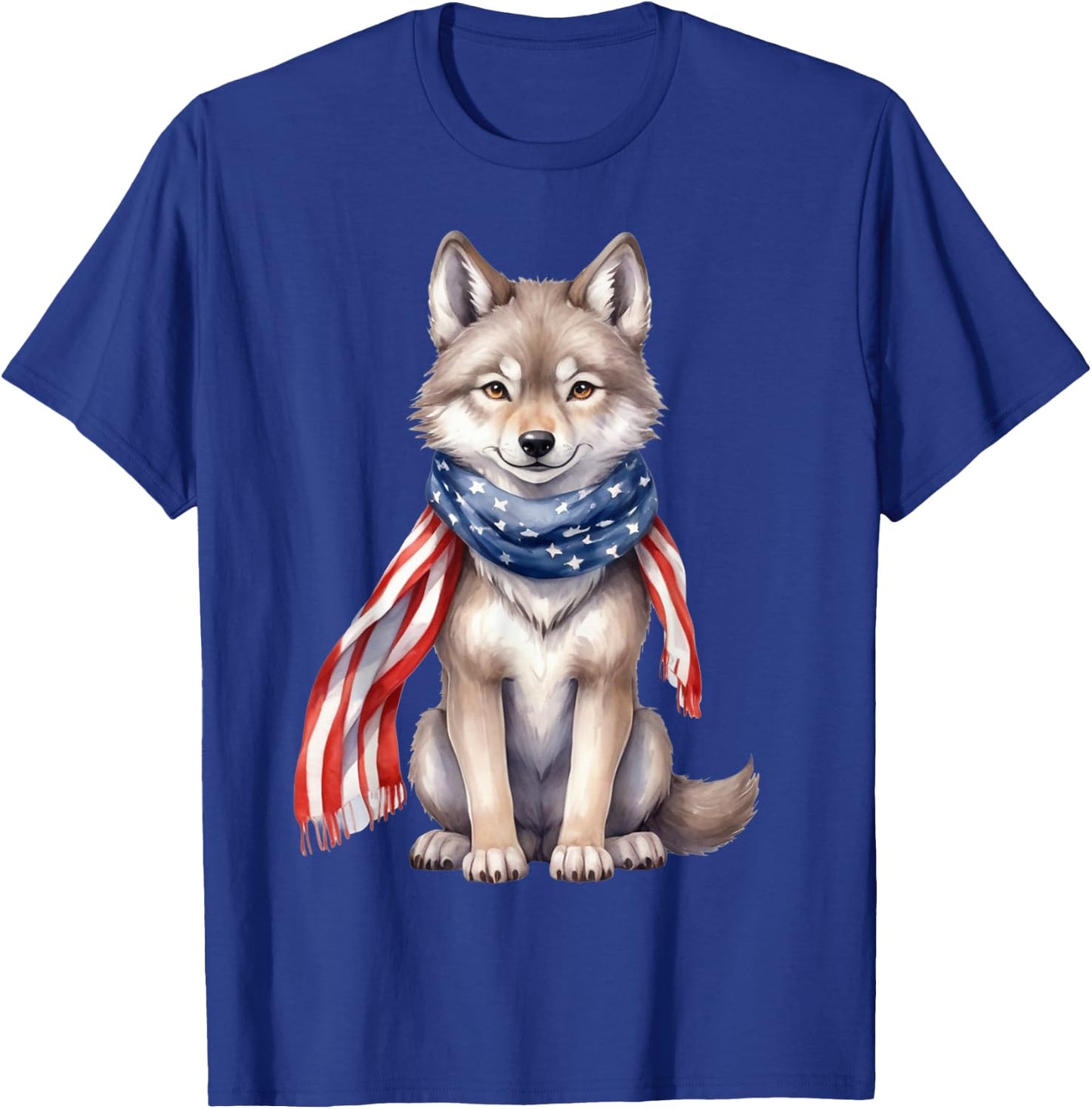 Wolf 4th of July American Flag Wolf Animal Patriotic Kids Men T-Shirt - T-Shirt | Royal