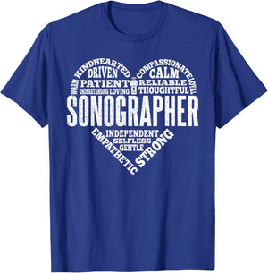 Sonographer Heart Sonography Ultrasound Technician T-Shirt - T-Shirt | Royal