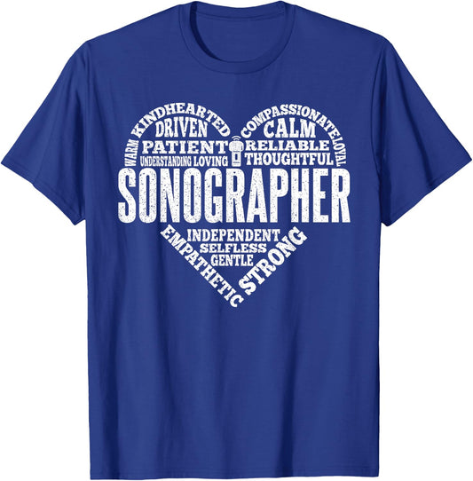 Sonographer Heart Sonography Ultrasound Technician T-Shirt - T-Shirt | Royal