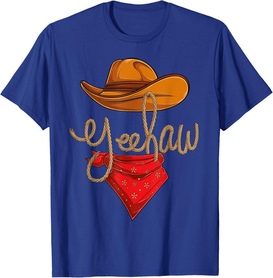 Yeehaw Cowboy Cowgirl Western Country Rodeo YeeHaw Men Boys T-Shirt - T-Shirt | Royal