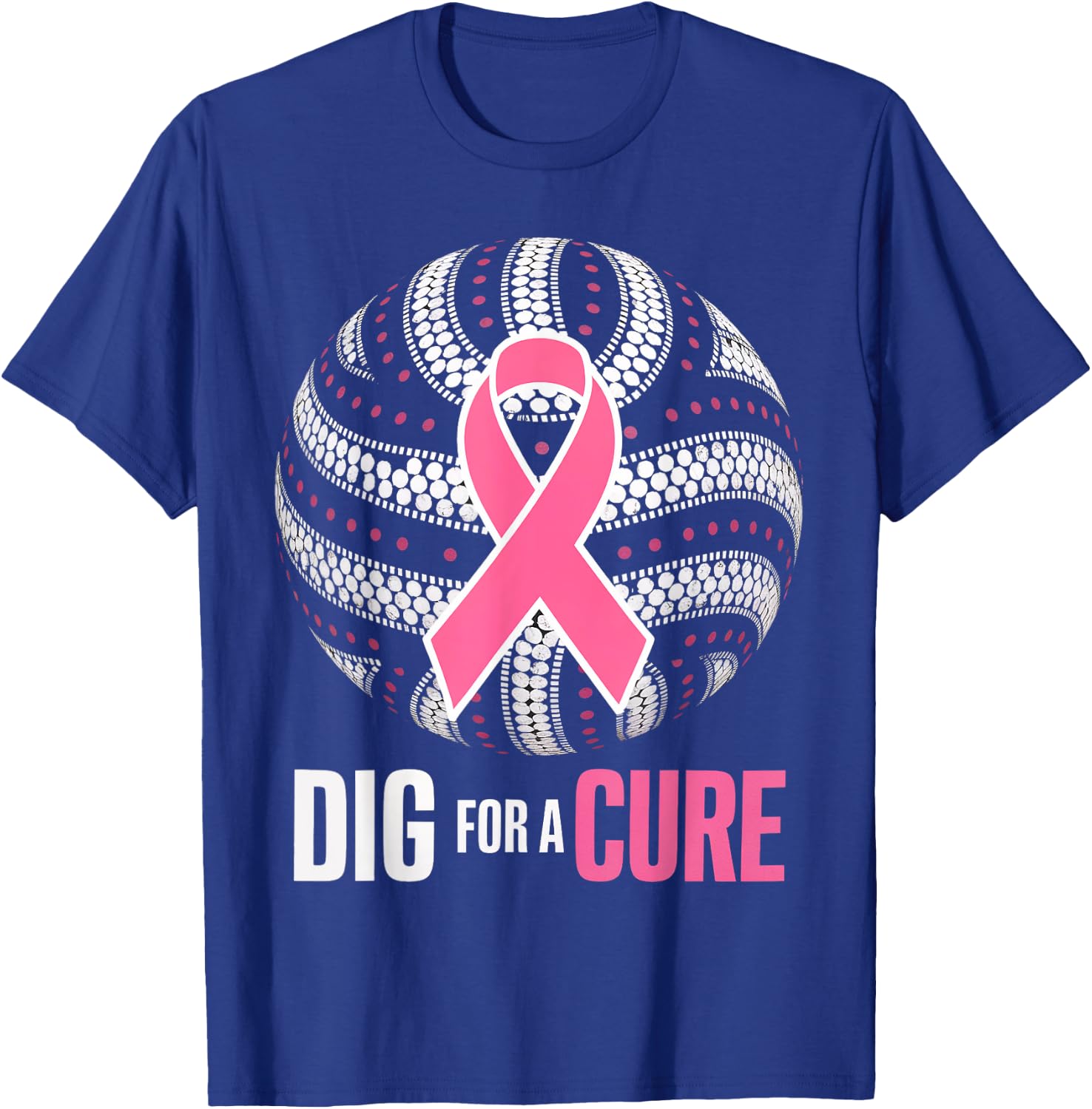 Dig For A Cure Breast Cancer Awareness Volleyball Pink Out T-Shirt - T-Shirt | Royal