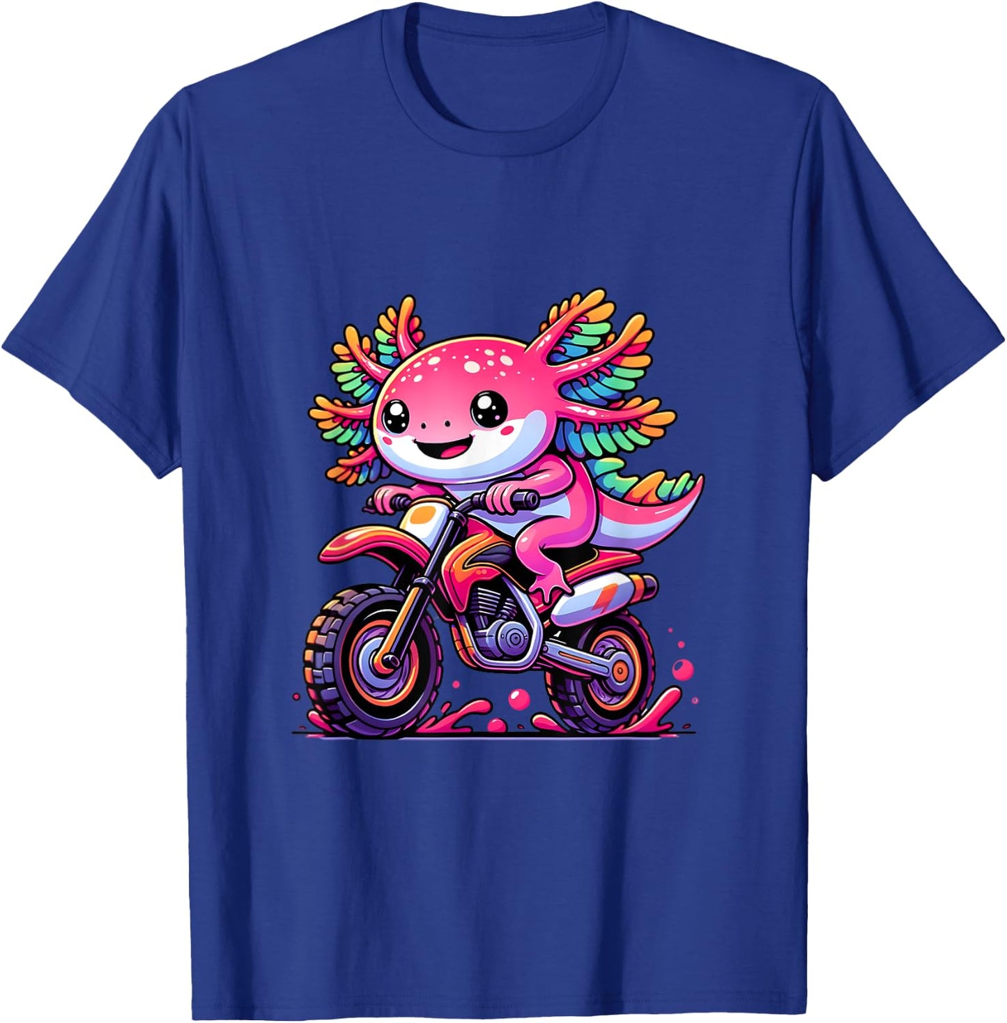 Axolotl Motocross Dirt Bike Cute Axolotl Lover Kids Boys T-Shirt - T-Shirt | Royal