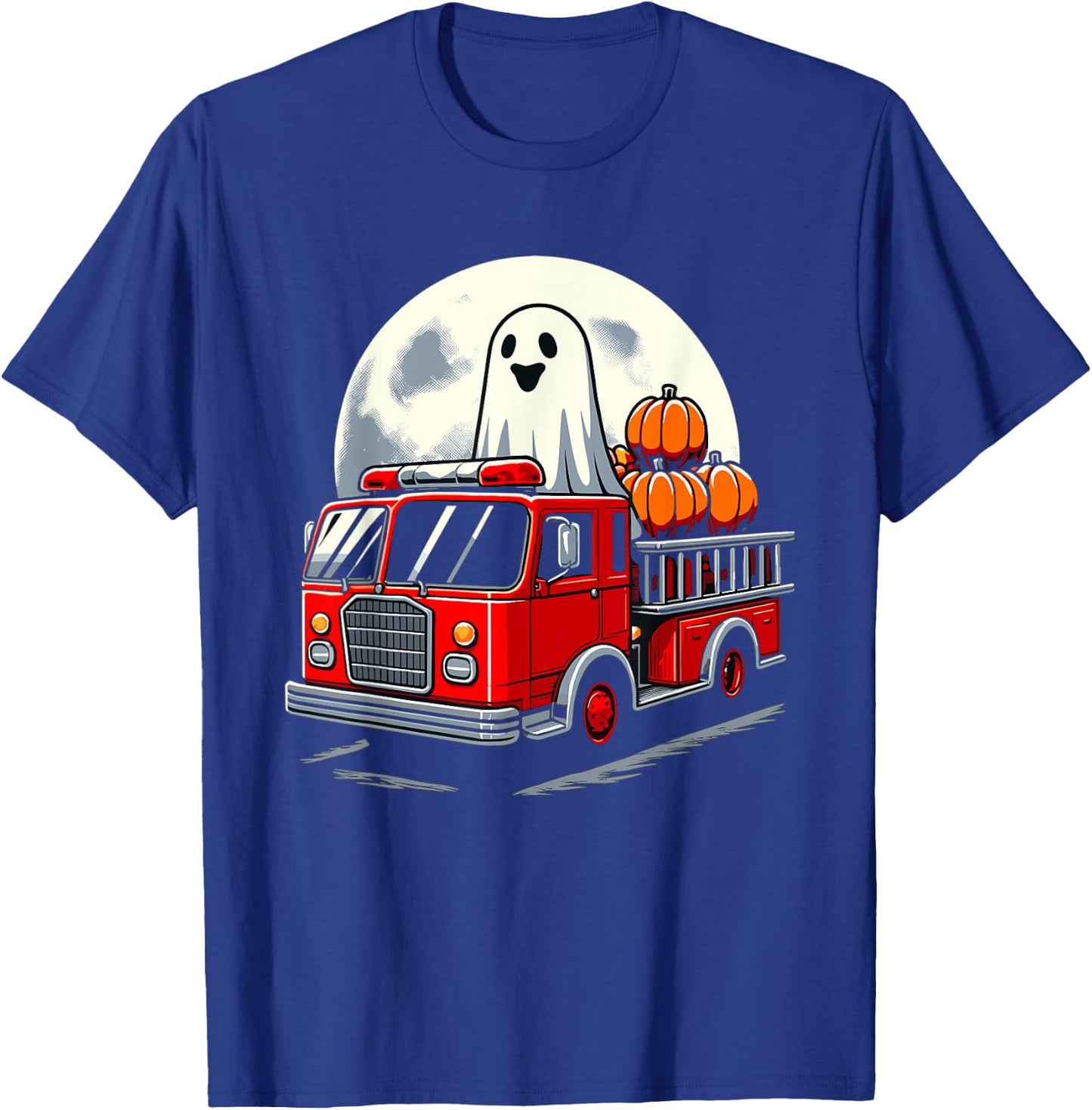 Halloween Ghost Firetruck Funny Pumpkins For Kids T-Shirt - T-Shirt | Royal