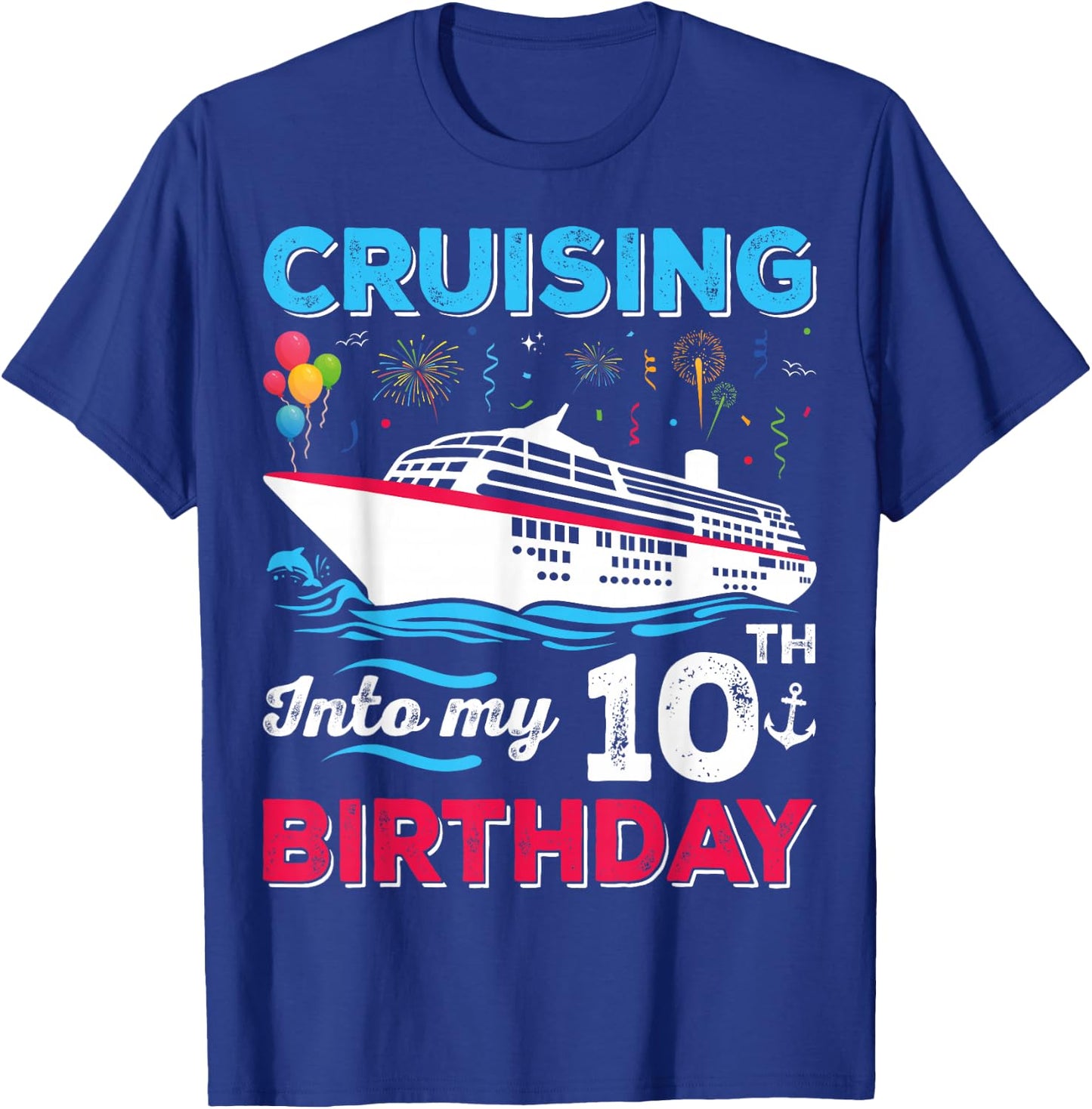 Cruising Into My 10th Birthday 10 Years Old Birthday T-Shirt - T-Shirt | Royal